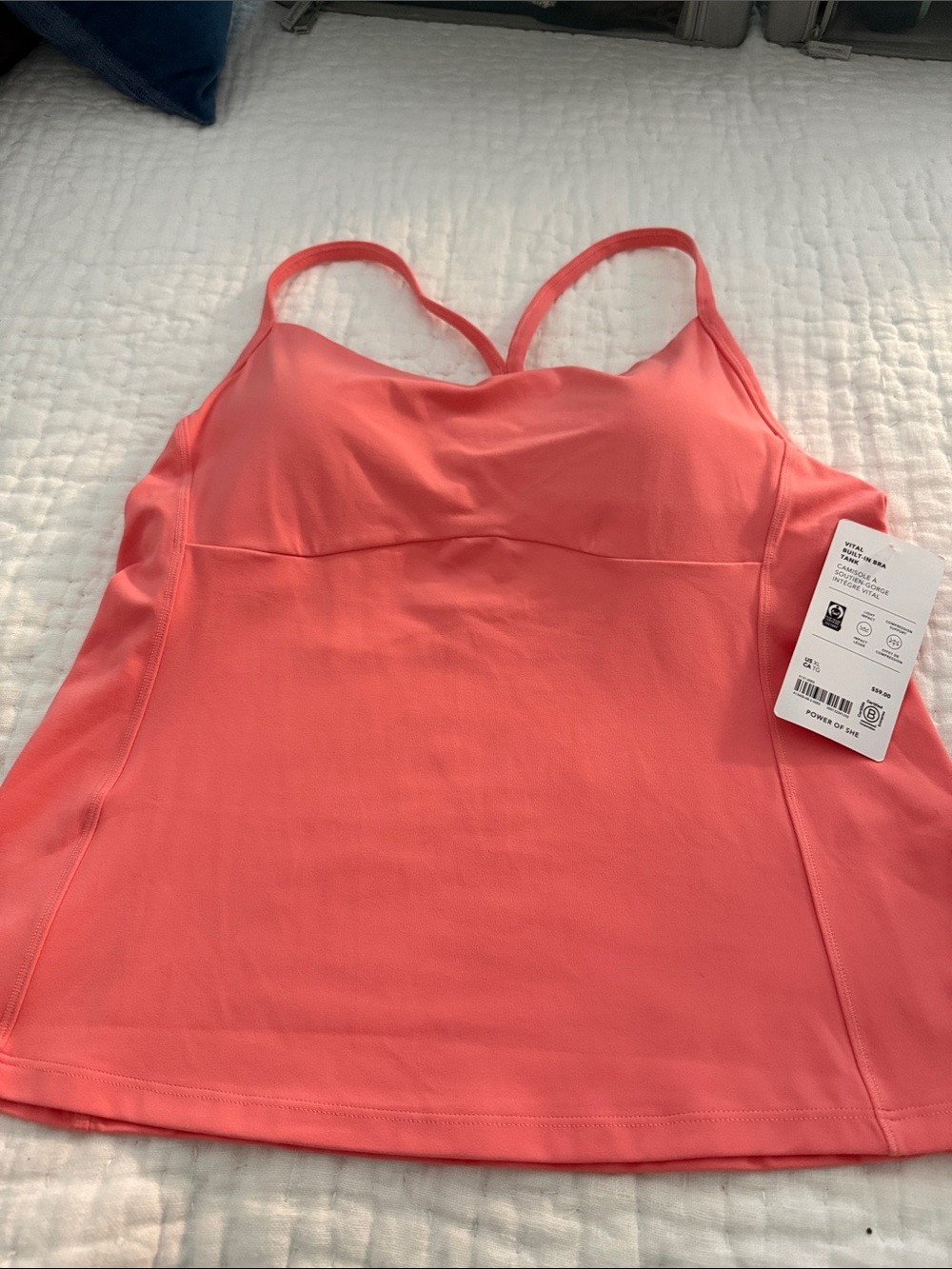 Athleta Coral Pink Cami Tank with Shelf Bra